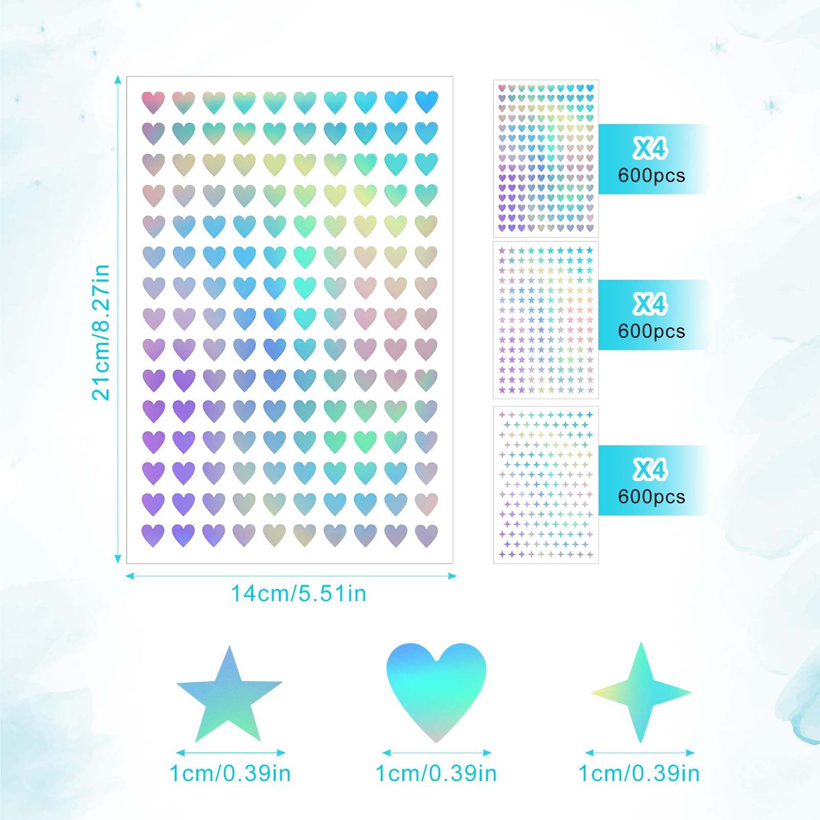 Hartjes stickers gekleurd - Bedels & meer