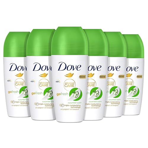 Immagine del prodotto Dove, Deodorante Roll On Advanced Care Cetriolo e Tè Verde, Antitraspirante, Formula Delicata Con Tripla Azione Idratante, Protezione Fino a 48 Ore, Deodorante Uomo e Donna, 6 Pezzi da 50ml