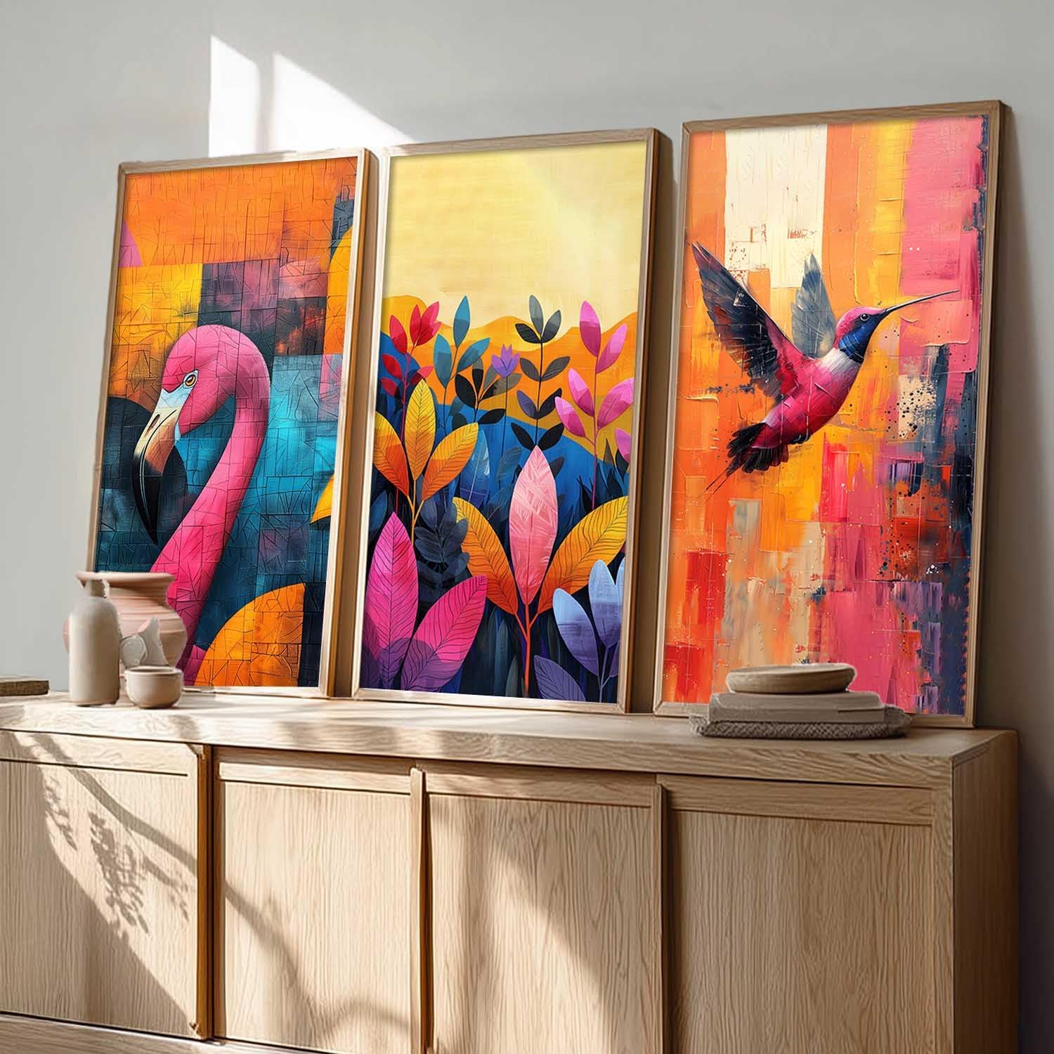 Kotart Abstract Wall Art Set - 3 Floral Prints -20 Kotart Abstract Wall Art Set - 3 Floral Prints -20