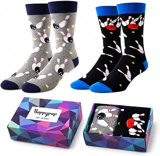 HAPPYPOP Funny Socks for Men - American Flag Optometry Golf Bowling Medical Teeth Gifts