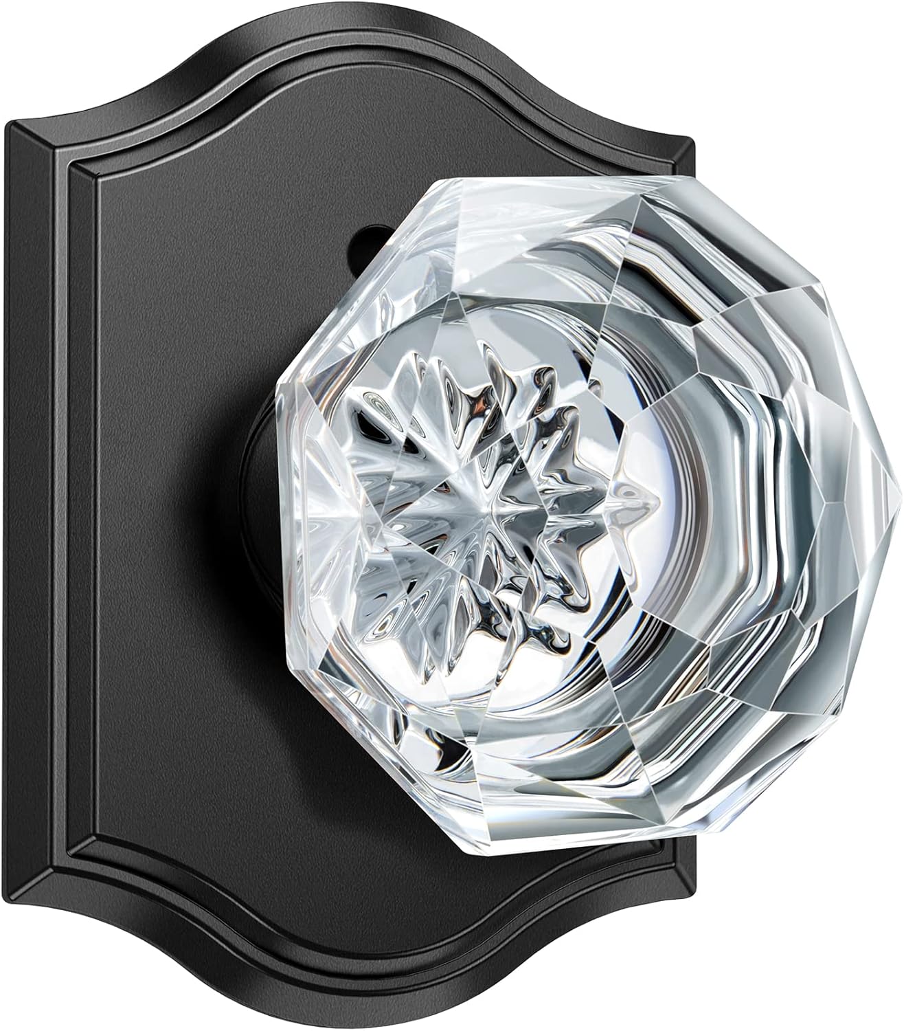 Crystal Door Knobs with Lock, Glass Door Knobs Interior for Privacy Use, Black Crystal Door Knobs for Bedroom Bathroom, Vintage Glass Crystal Door Knob