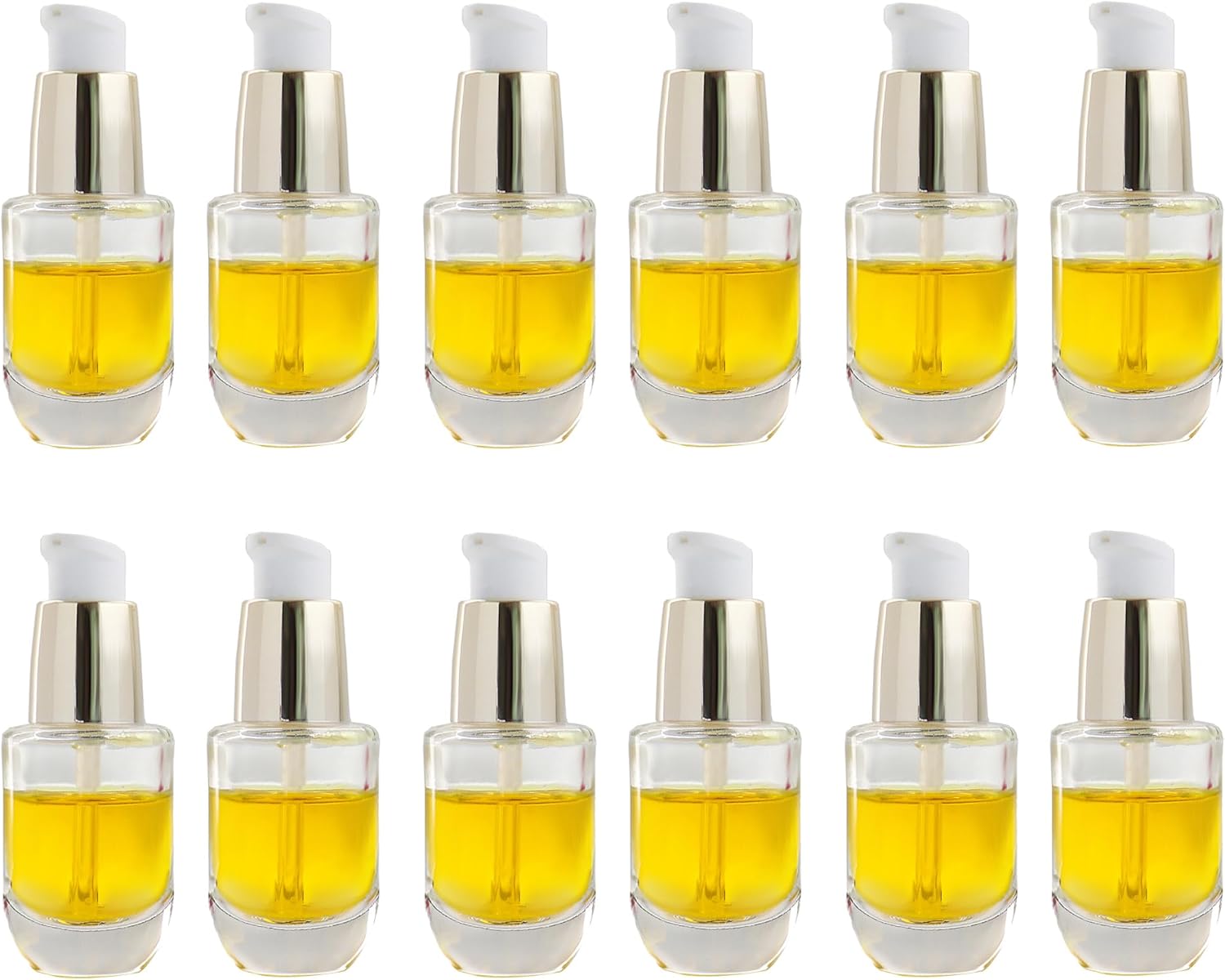 30ml Straight-Shouldered High Gold Glass Essential Oil/Dropper Bottles with 18/415 Threaded Glass Droppers, Leak-Proof Travel Bottles, Set of 12