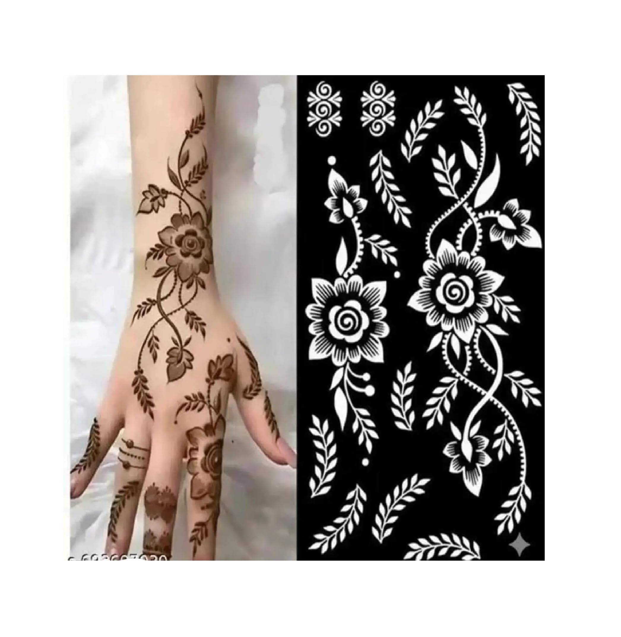 Wedding Mehndi Stencils for Hands | Arabic & Indian Henna Design Template Set | Easy DIY Bridal Mehndi Kit-image-31