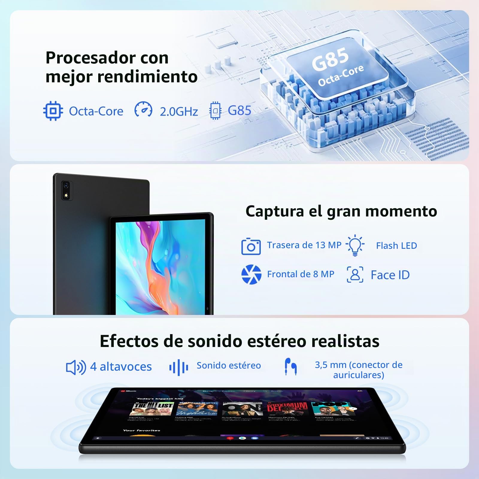 2K Android 15 Tablet 14 Pulgadas, 36GB RAM, 512GB ROM (2TB Expansion), 4G SIM LTE & 5G WiFi, 2000 * 1200FHD, 11580mAh, Octa-Core 2.0GH, 13MP+8MP, Tablet con Teclado/GPS/Bluet 5.0(Negro)