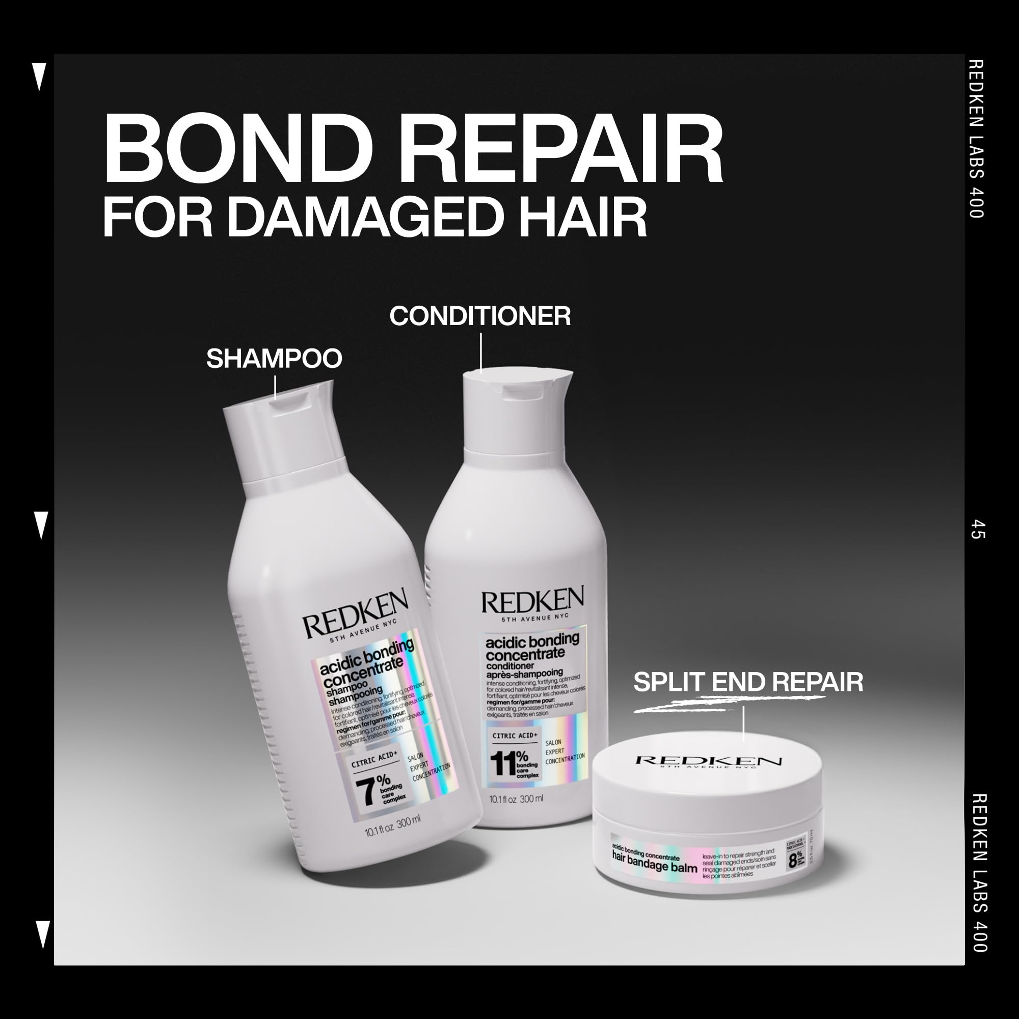 Redken, Bálsamo Capilar Sin Aclarado, Repara Puntas Abiertas, Menos Rotura, Con Bonding Care Complex y Ácido Cítrico, Para Cabello Dañado y Seco, Acidic Bonding Concentrate, 75 ml