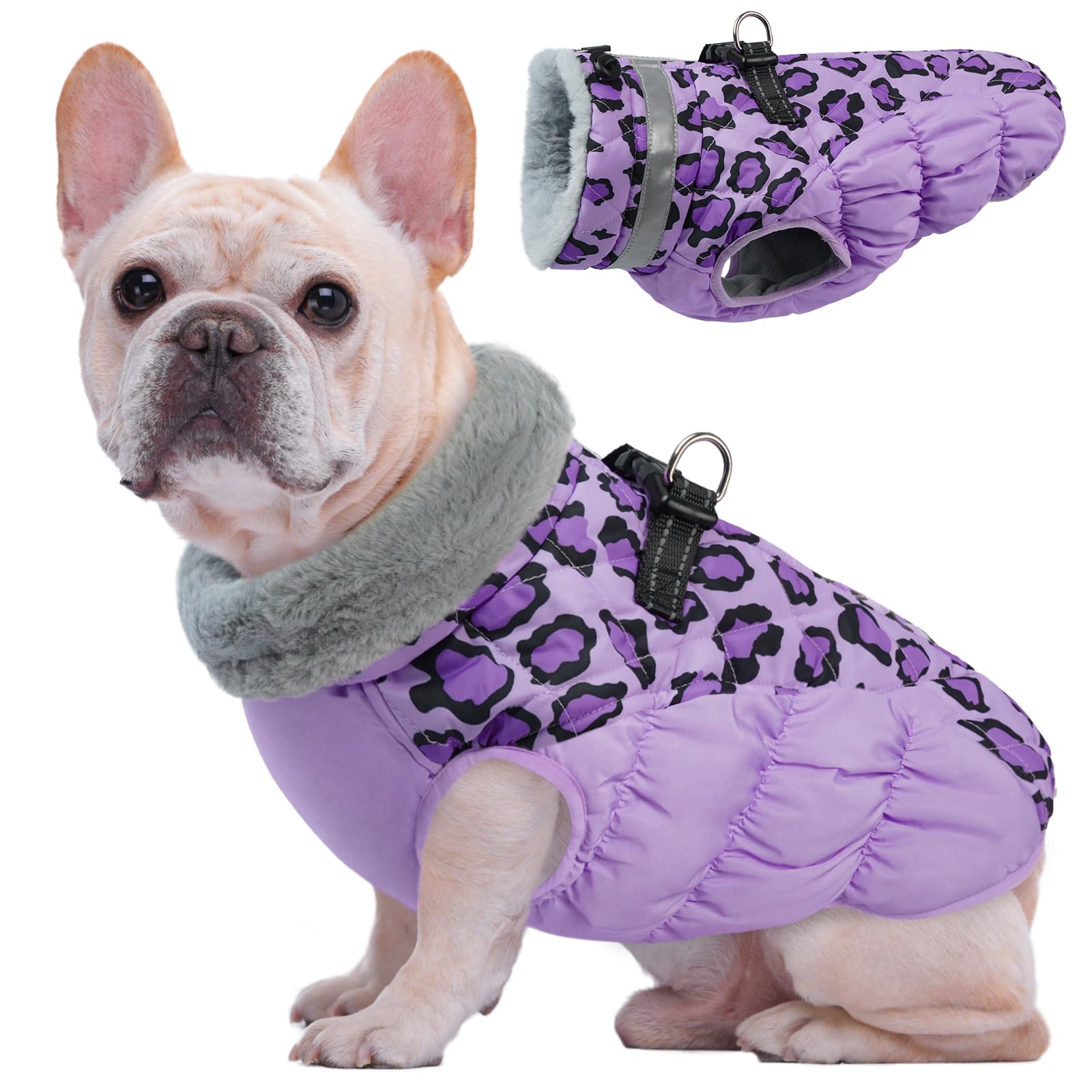 Kuoser Hondenwinterjas, waterdicht, koud weer, warme jas voor kleine, middelgrote en grote honden, comfortabel, met fleece gevoerd, puppywintervest met bontkraag, reflecterend Kuoser Hondenwinterjas, waterdicht, koud weer, warme jas voor kleine, middelgrote en grote honden, comfortabel, met fleece gevoerd, puppywintervest met bontkraag, reflecterend