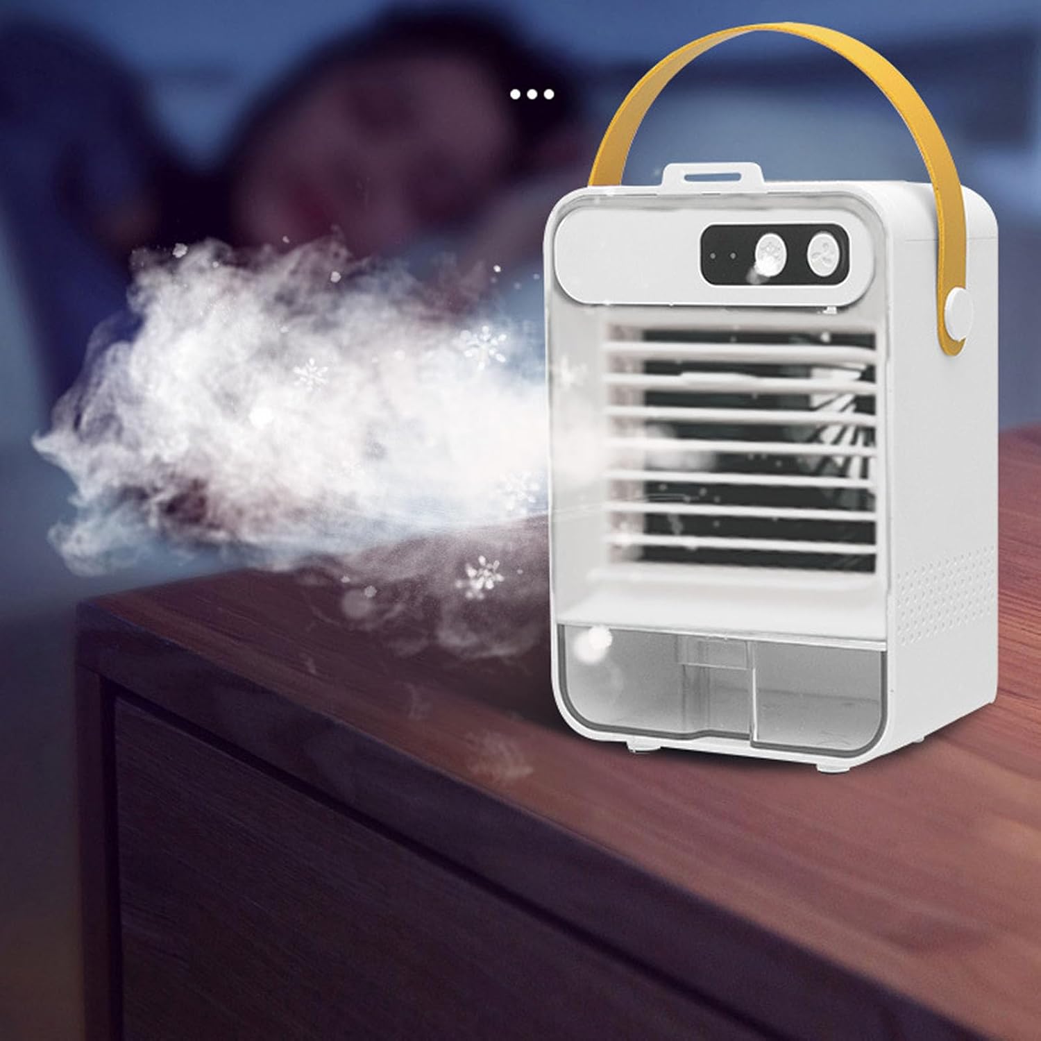 TOPINCN Portable Air Conditioner, Mini Air Cooler Desk Fan, Personal Evaporative Air Cooler with 3 Speeds & 100ml Water Tank & Drawer & Makeup Mirror for Home Office Bedroom (White)