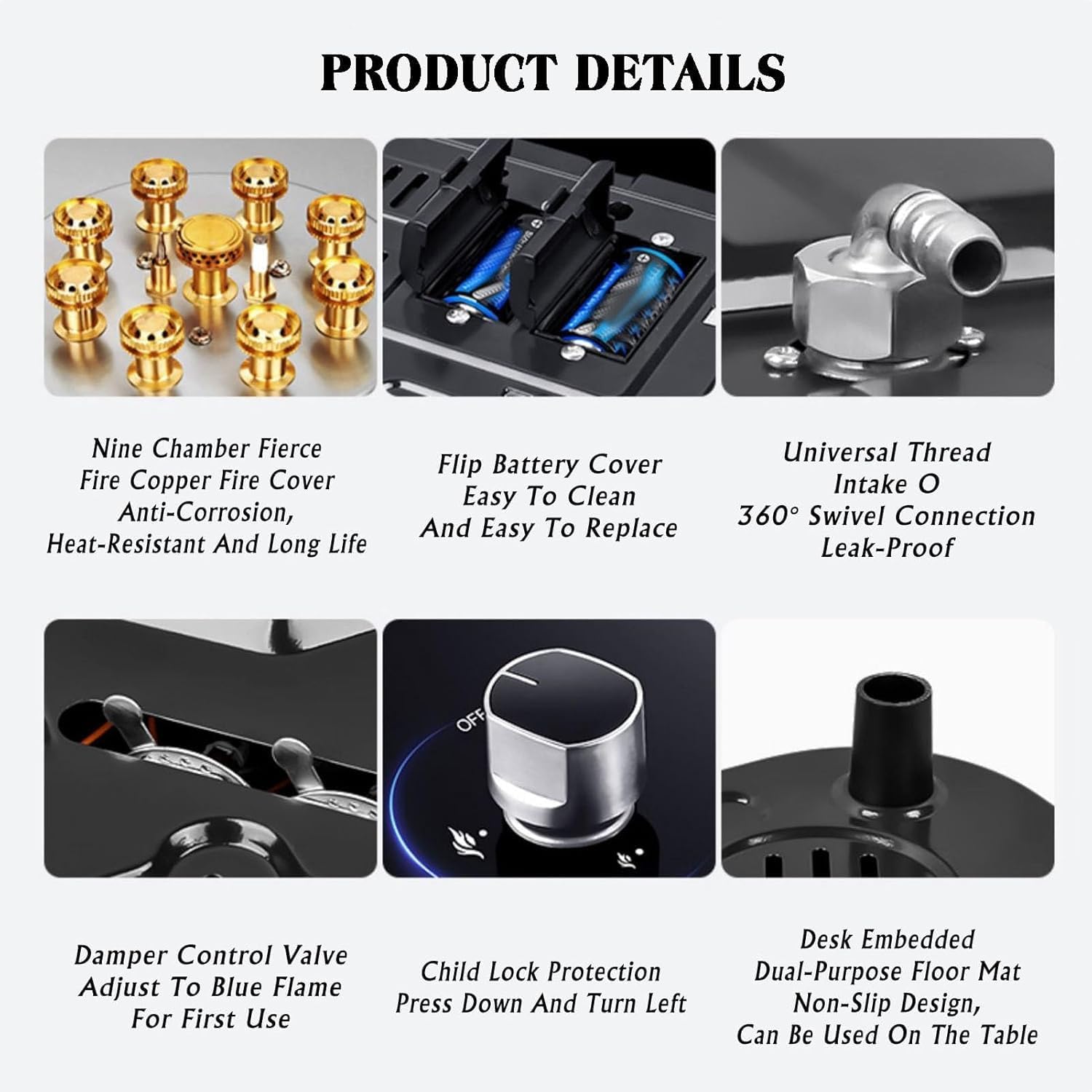 Gas Stove,Desktop Embedded Dual-purpose Natural Gas Liquefied Gas Stove Cooktop,with Flame Out Protection Burners,Heat Load 5.2KW/17742.4BTU(Ng)
