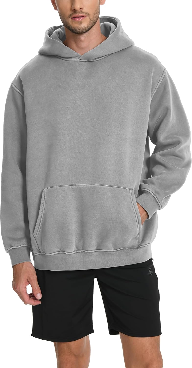 Hatant Hoodies for Men Heavyweight Fleece Sweatshirts Mens Acid Wash Athletic Hoodie Oversized Matching Pullover for Couples - Image 2