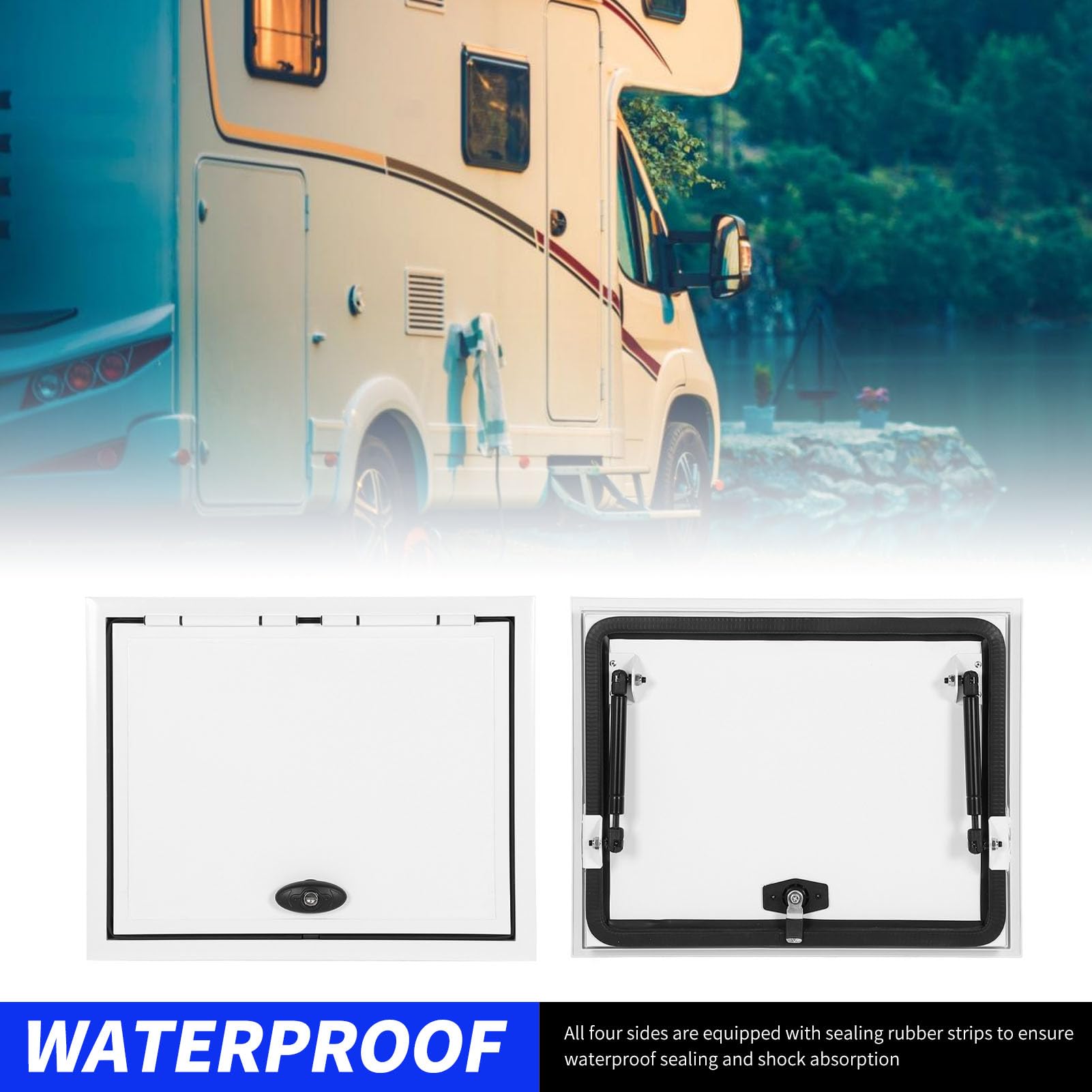 Porte à bagages pour camping-car, 20 x 12 pouces, porte de compartiment pour camping-car, porte de rangement pour camping-car, trappe avec serrure de sécurité, cadre en