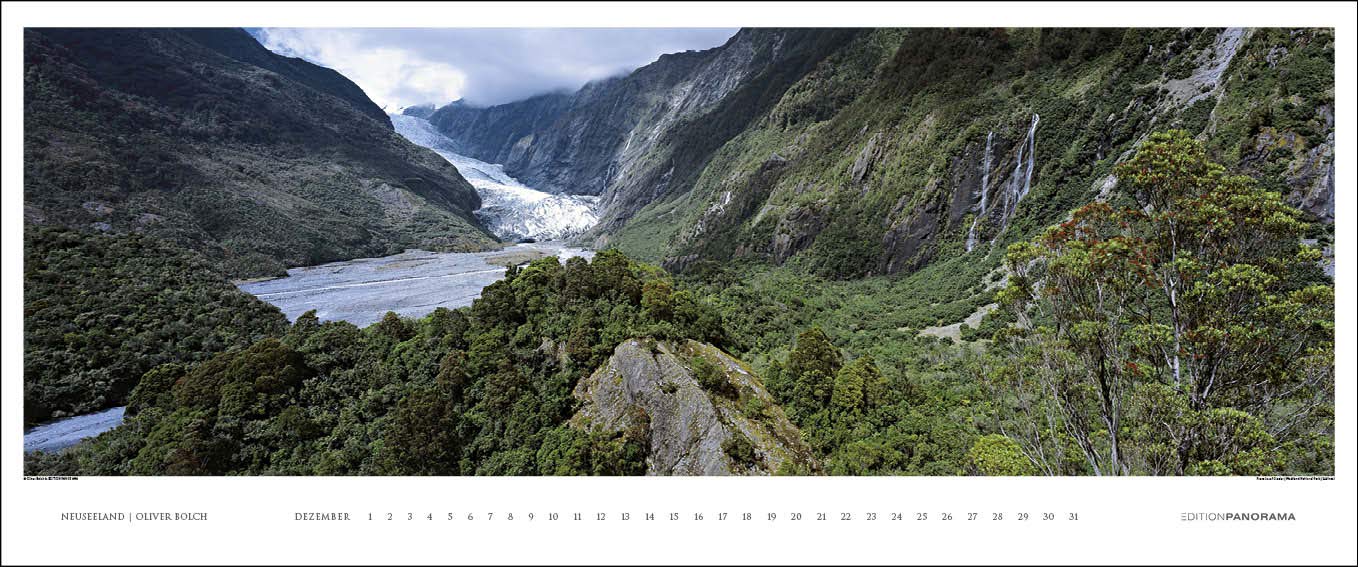 Neuseeland: Immerwährender Panorama-Kalender in 1,15 Meter Breite.: Immerwährender Kalender