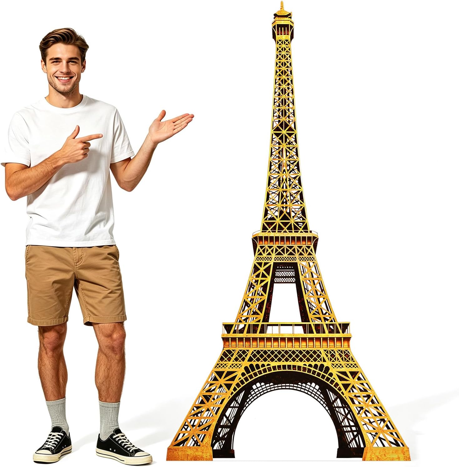 6Ft Gold Eiffel Tower Cardboard Cutout French Party Decorations