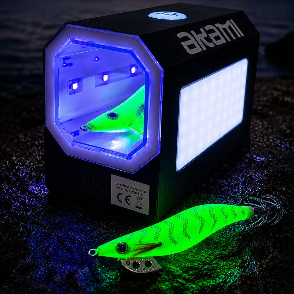 AKAMI UV-639 Box UV per Ricarica Totanare Glow e Accessori Luminosi | Lampada UV 395nm Ricaricabile Perfetta per la Pesca Eging per Calamari e Seppie | MASSIMA LUMINOSITÀ PER LE TUE TOTANARE GLOW