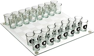 Mister Gadget Trink-Schachspiel Glas 25x25 cm Weiß und Schwarz