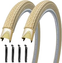 SIMEIQI 2 Pack 24/26 Inch Cream Cruiser Beach Bike Tires 24"x2.125" 26"x2.125" 26"x2.35" Foladable Replacement Beach Bike Tires for City Hybrid Bicycles
