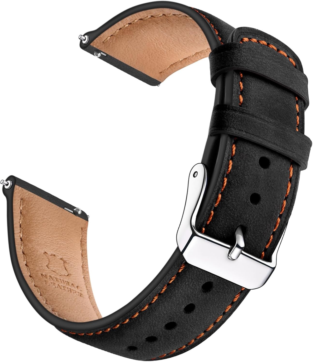 SUNFWR Quick Release Leather Watch Band 18mm 20mm 22mm 24mm for Men Women, Vintage Genuine Leather Strap for Samsung Galaxy Watch 6/Classic/Gear S3/Garmin/Huawei/Timex Watch Bands