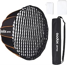 GODOX Softbox QR-P90 90CM with Grid, Parabolic Softbox Bowens Mount Quick Setup SL-60W VL150 UL150 SL150II, etc. (90CM)