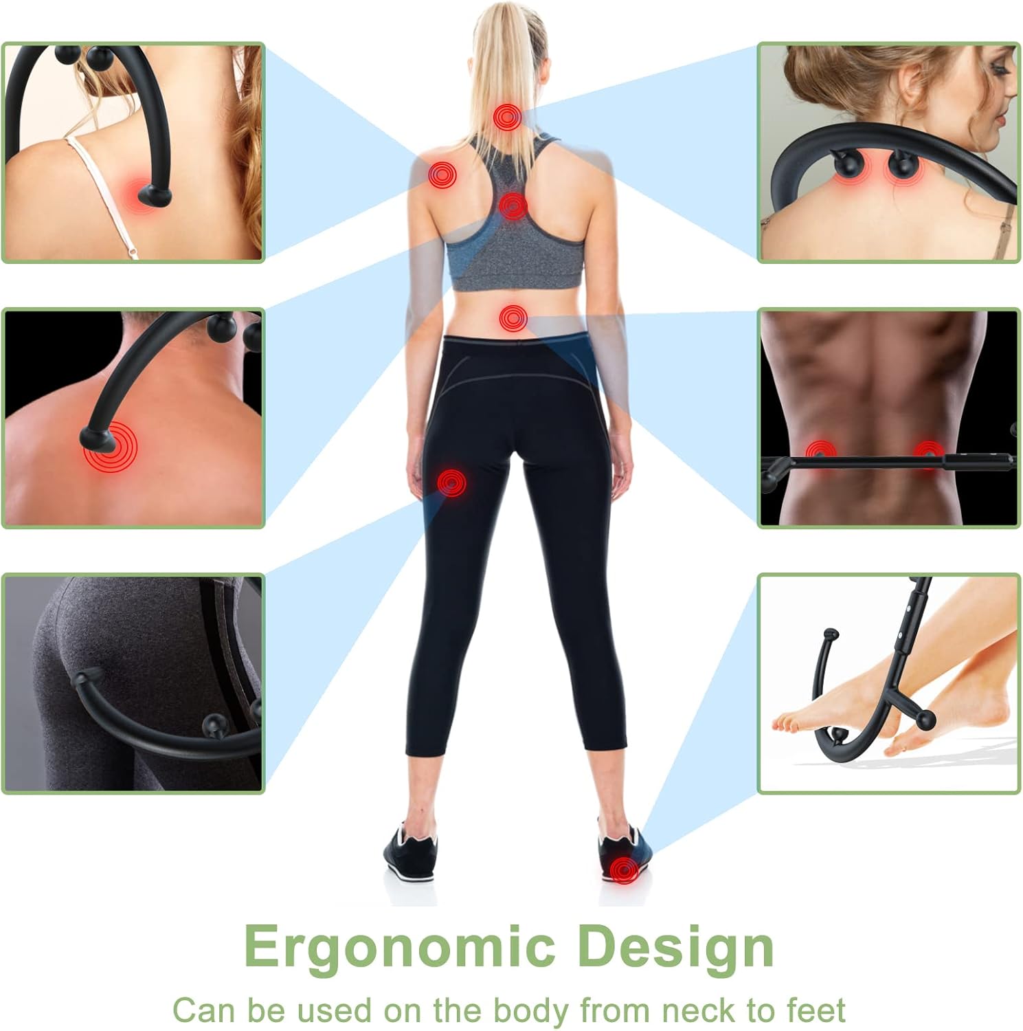 BVN Trigger Point Massager for Neck Back Detachable Manual Shoulder Massager for Pain Relief Deep Tissue, Pressure Point Massage Tool, Muscle Hook, Muscle Knot Remover, Massage Cane, Self Massager : Health & Household