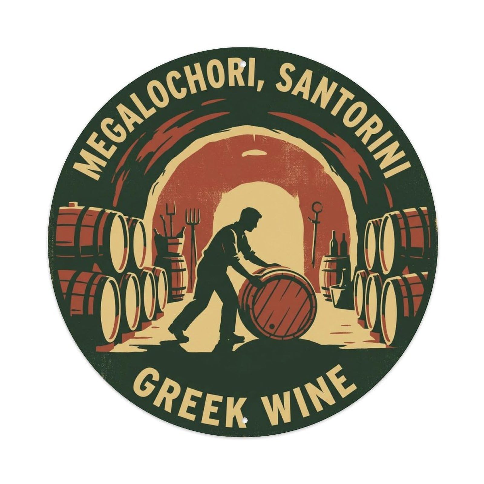 Santorini Greece Travel Wine & Winery Culture Metal Tin Sign