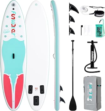 FunWater Inflatable Stand Up Paddle Board with Premium SUP Paddleboard Accessories, Anti-Slip EVA Deck, 116/11/106 Paddle Boards for Adults & Youth of All Skill Levels