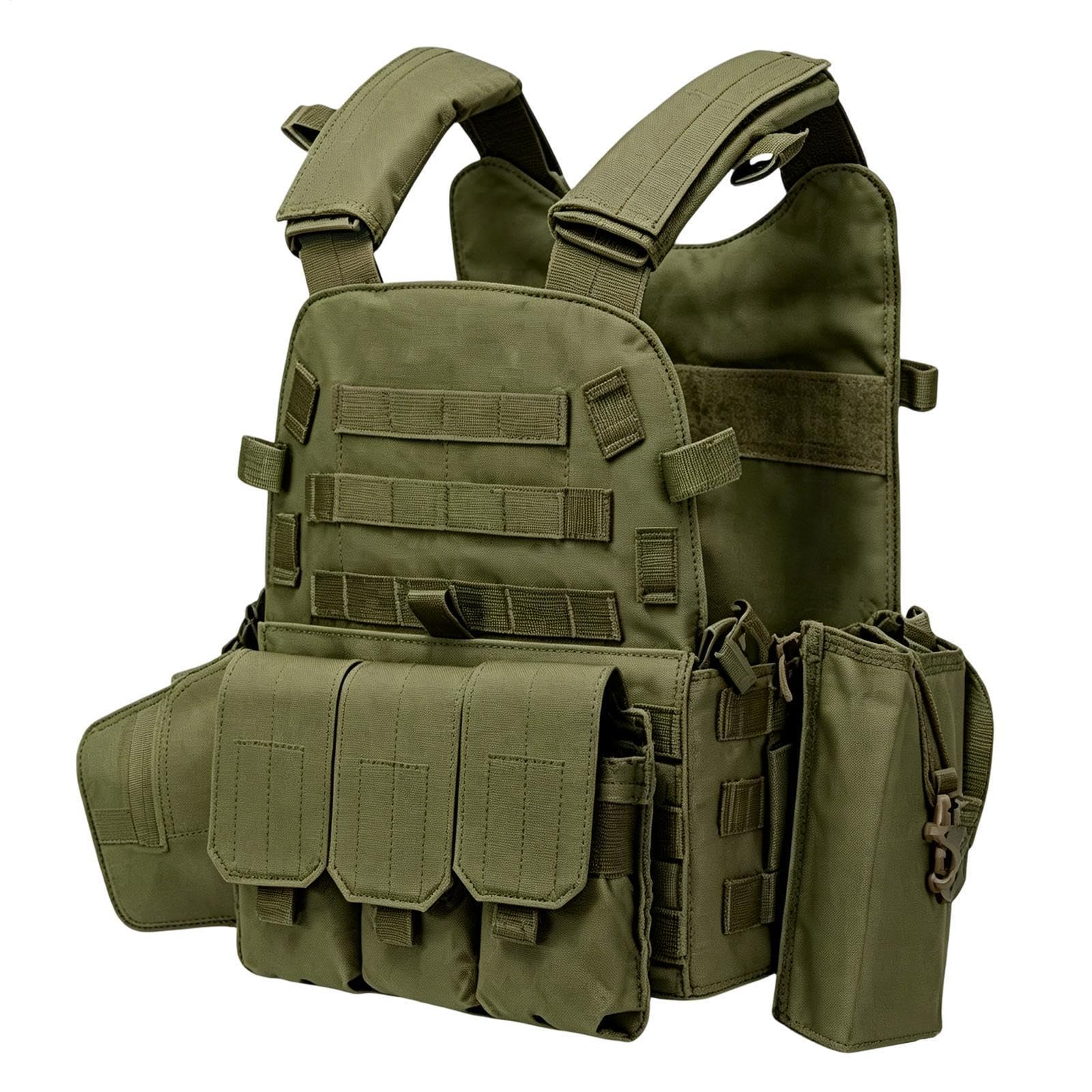 Generisch Jugend-Airsoft-Weste – 45 cm x 35 cm, verstellbares Schutz-Brustgestell, Design mit mehreren Aufbewahrungstaschen, 500 g Gewicht, langlebiges Oxford-Fasergewebe für Paintball-Cosplay-Spiele