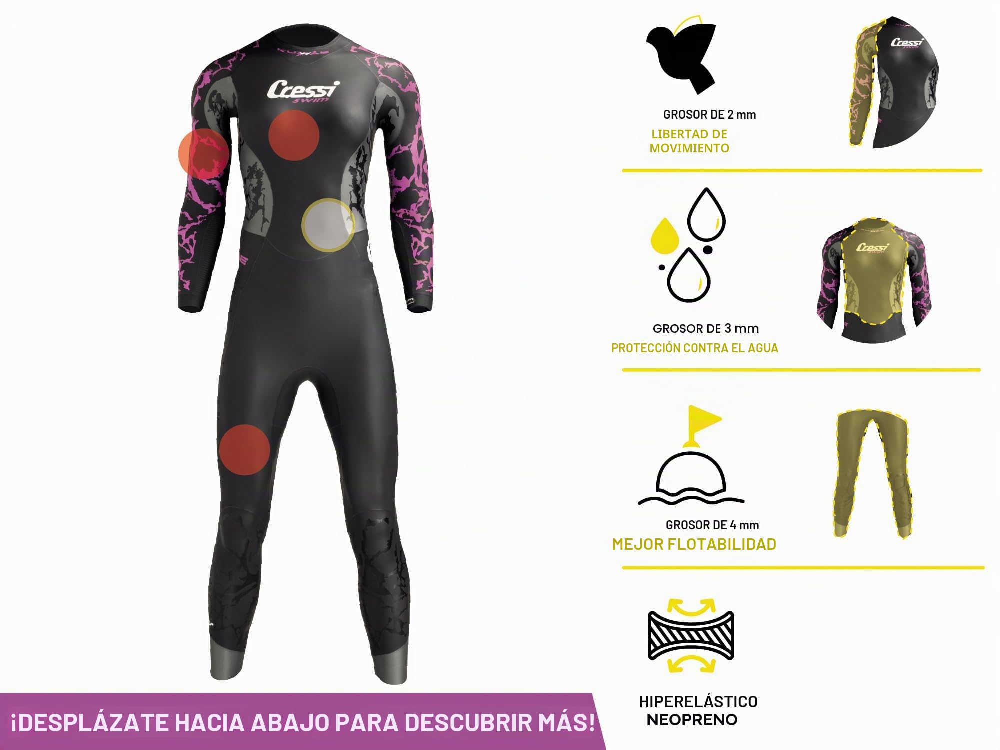 Cressi Kuwae Lady Monopiece Swimsuit 2/3/4mm Traje de baño monopieza, Mujeres
