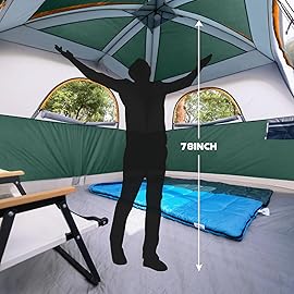 UNP Tents 6 Person Waterproof Windproof Easy Setup,Double Layer Family Camping Tent with 1 Mesh Door & 5 Large Mesh Windows -10\'X9\'X78in(H) (Dark Green)
