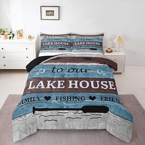 Erosebridal Lake House Bedding Set Full Size, Farmhouse Paddle Comforter