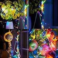 Vista 7 de Paquete de 12 tiras de luces LED de luna de 6.6 pies, 20 micro luces LED en alambre de cobre plateado (pilas incluidas) para centro de mesa de boda