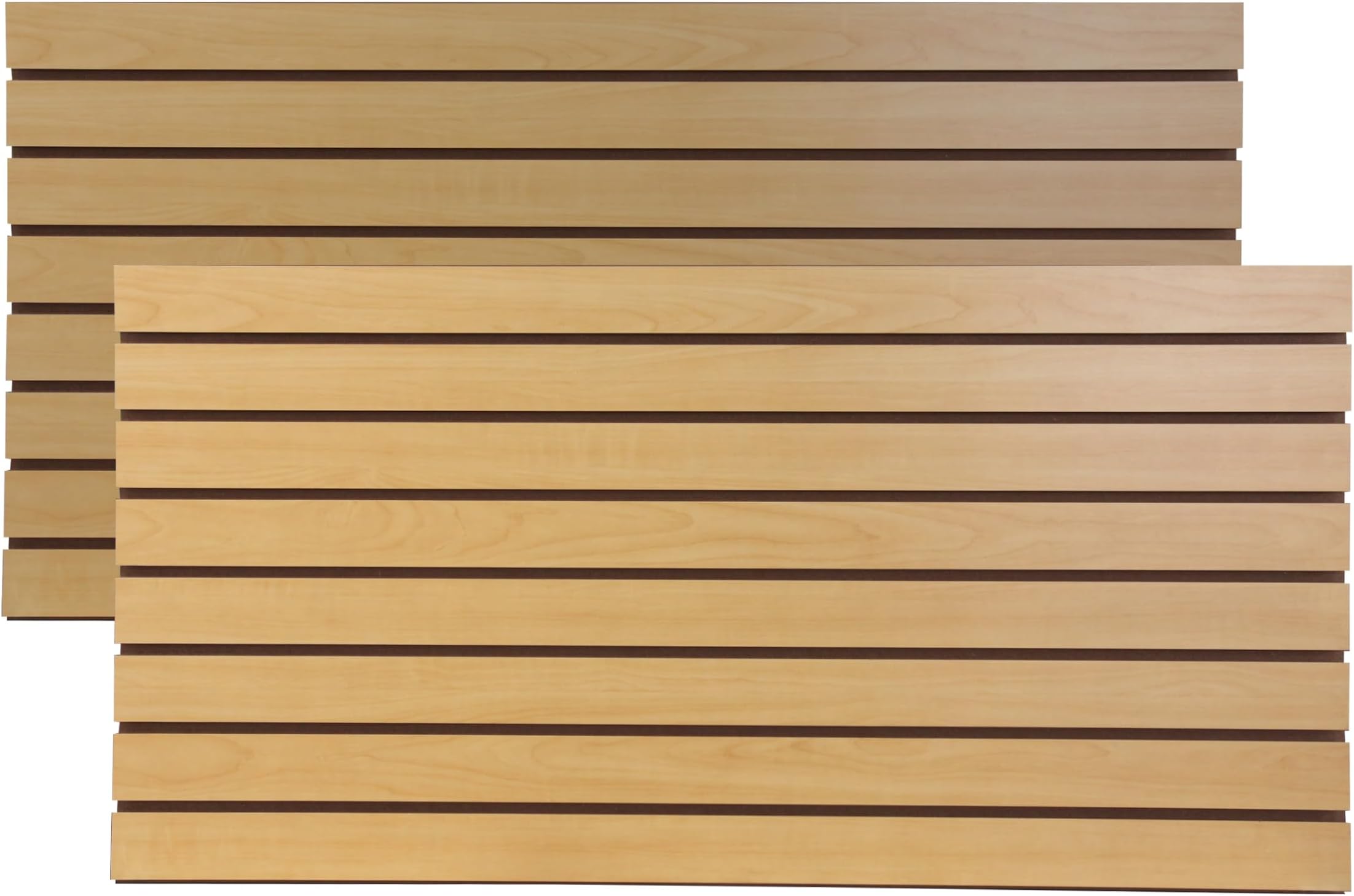 SSWBasics 4 ft x 2 ft Horizontal Maple Slatwall Easy Organizer Panels (24"H x 48"L) - Pack of 2 - Perfect for Retail Store, Garage Wall, and Craft Storage Organization