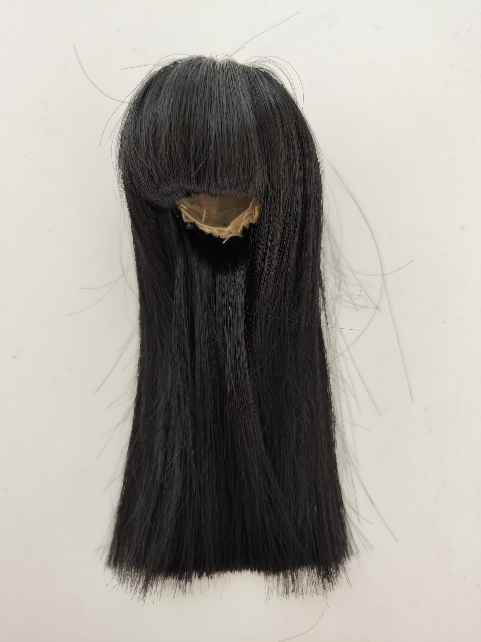 1/8 bjd Wig Head Circumference 5.5-6inch(14-15cm) high Temperature Fiber Long Straight Black Hair with Bangs