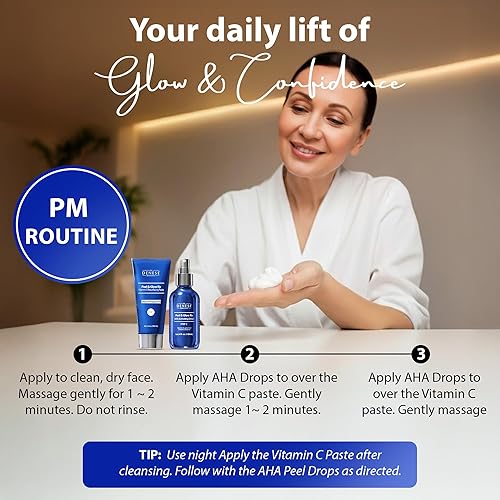 Miniatura 5 de DR. DENESE PEEL RX: VITAMIN C FACE PASTE & AHA PEEL DROPS SET | Una exfoliación física y química | Revela una piel radiante GlasSLIKE brillante |