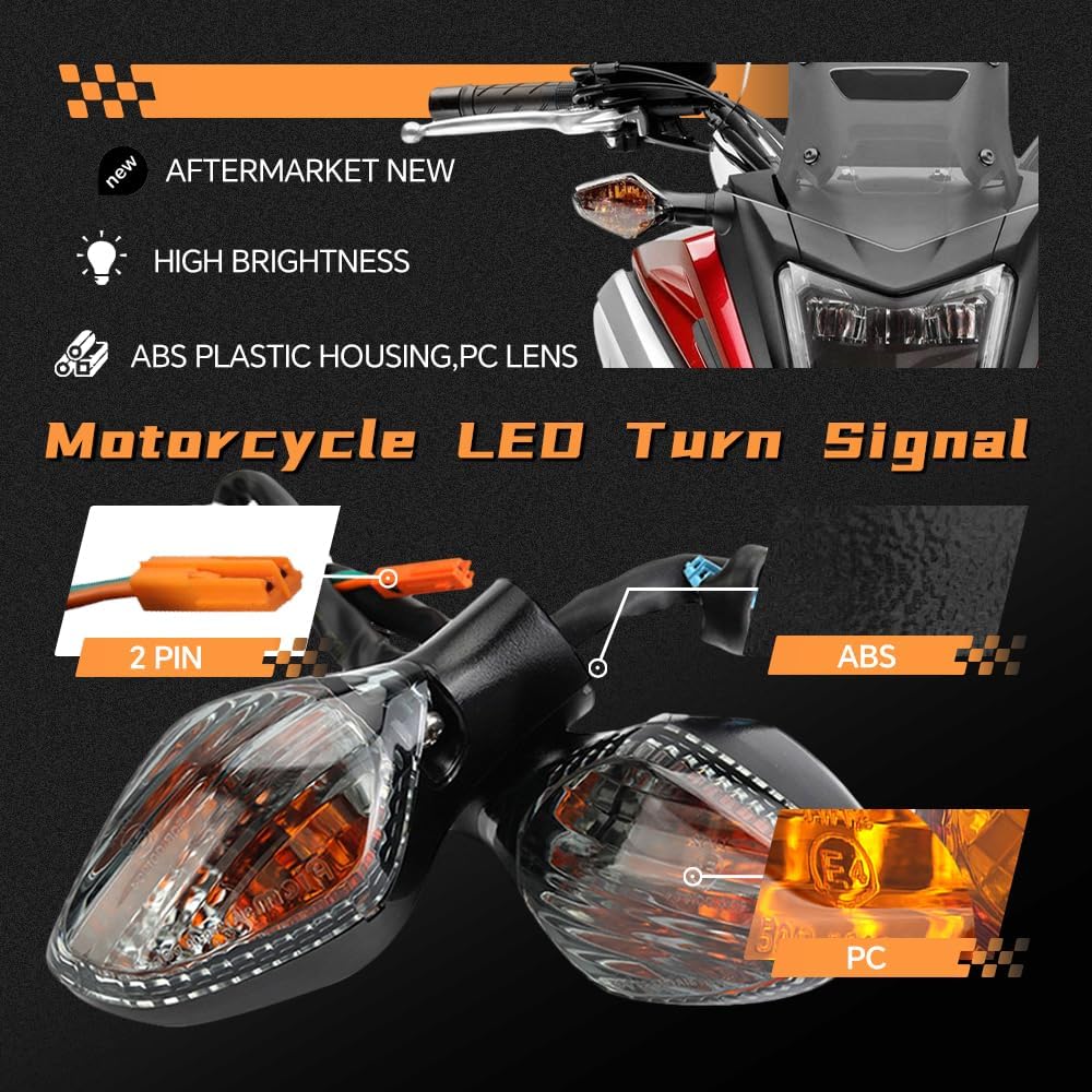 Motorcycle LED Turn Signal Front and Rear Mount Amber Light Compatible with Honda CBR400R, CB 500F, CBR 500R