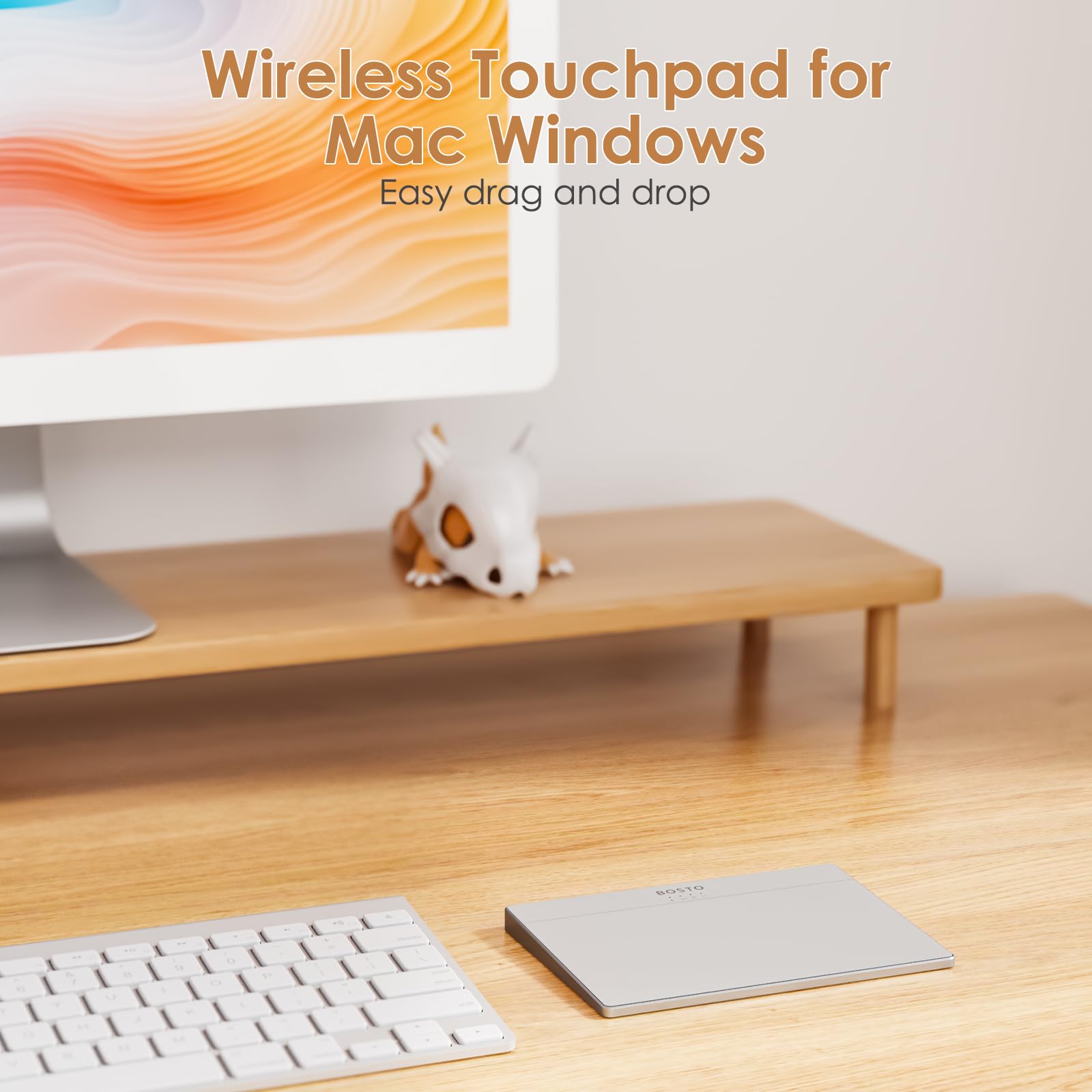 Bisofice Touchpad para PC, Trackpad Mac Windows, Touchpad Inalámbrica de Alta Precisión, Superficie Multi-Touch, Recargable, para Windows 10/11, Mac 10 o Superior, PC/iPad