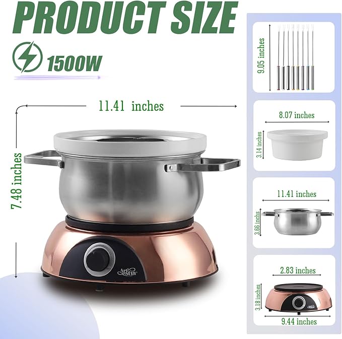 Fondue Eléctrica Artestia 2.6QT con Control de Temperatura miniatura 2