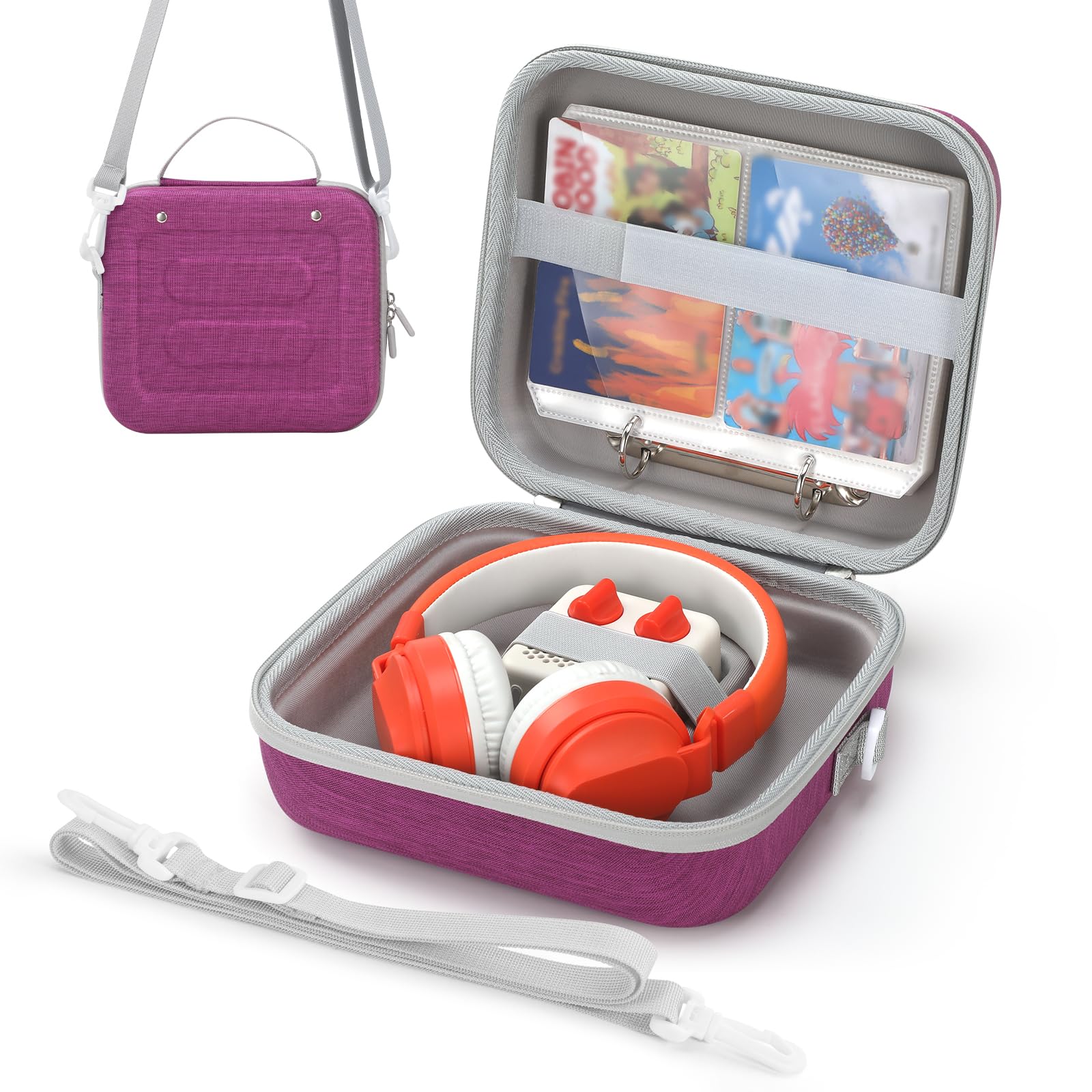 Custodia da viaggio per Yoto Mini con porta carte, custodia rigida per Yoto Mini Player e cuffie, 15 custodie per contenere 120 carte per Yoto Mini, borsa impermeabile antiurto in EVA per bambini