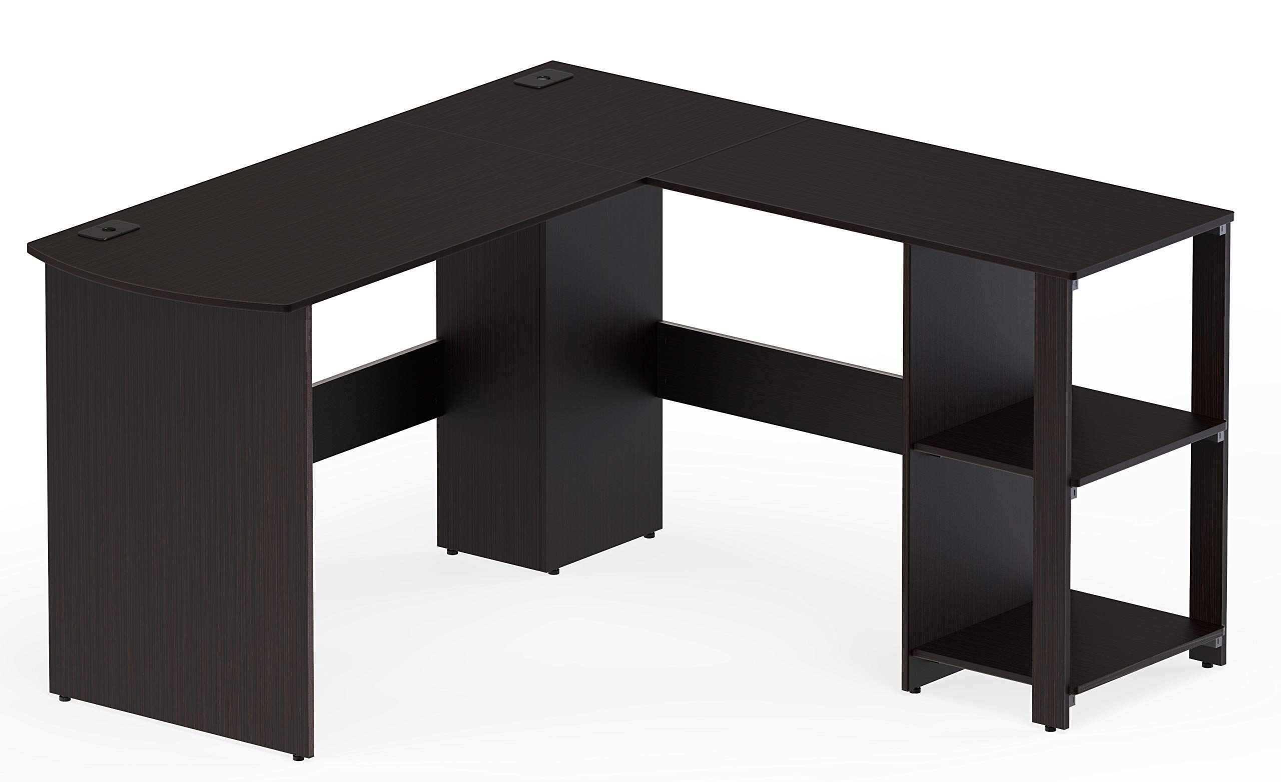 SHW51 x 51 Inches L-Shaped Home Office Wood Corner Desk wtih Storage, Espresso