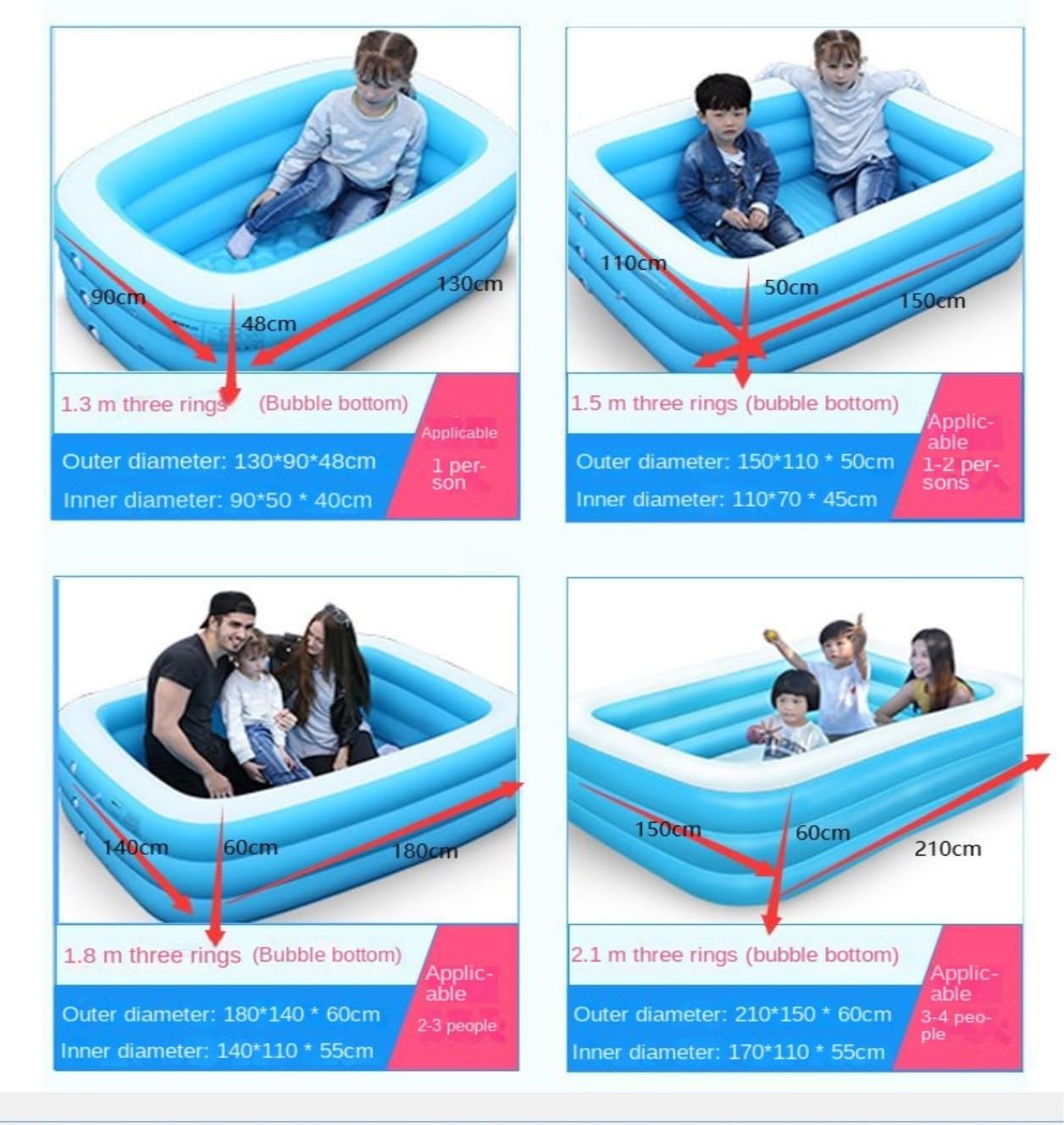 Piscina gonfiabile for famiglie Swim Centre, rettangolare, for adulti, for feste estive in acqua, for cortile, piscina estiva for bambini,Piscine gonfiabili