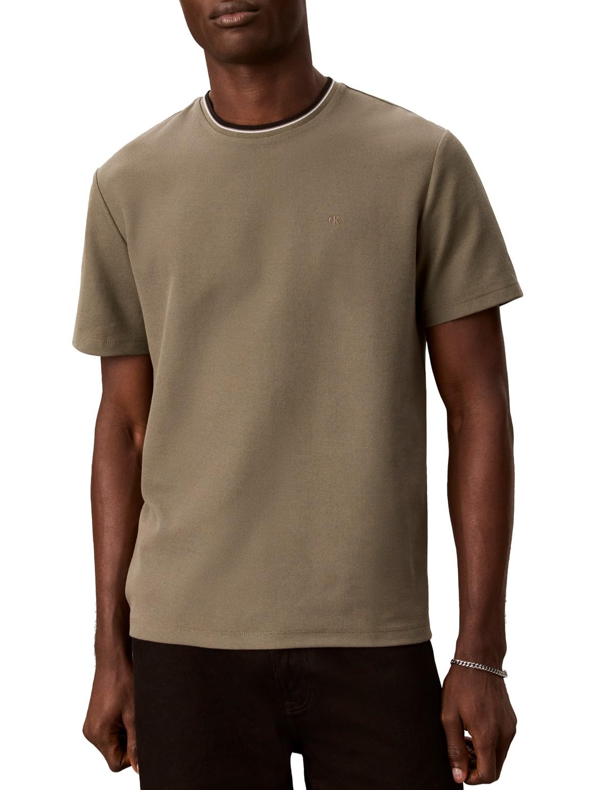 Men's Tipped Collar Micro Waffle T-Shirt