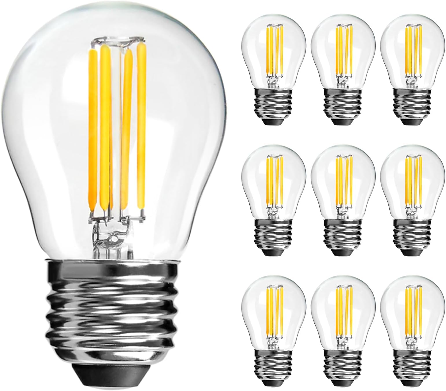 – E27 Dimmable Bulbs 4W 40W Equivalent G45 Golf Ball Bulbs, Warm White 2700K, Vintage Led Edison Screw Bulb for Celling Fan Vanity Light & Pendant Light, 10-Pack