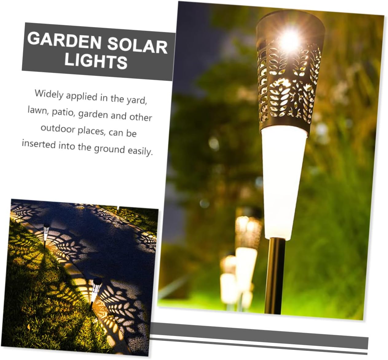 Mikikit 6pcs Solar Powered Garden Lights Decorative Lawn Stake Lights for Walkways Courtyards and Patios Warm Outdoor Lighting