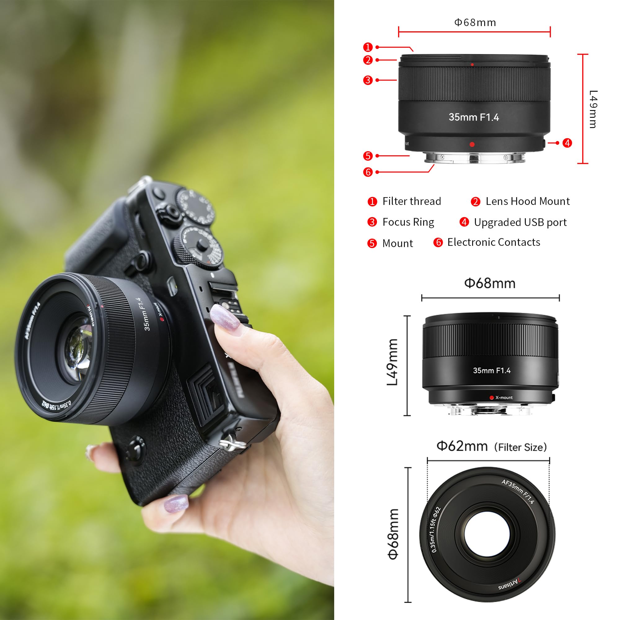 Amazon.com : 7artisans 35mm F1.4 Auto Focus APS-C X Mount Camera