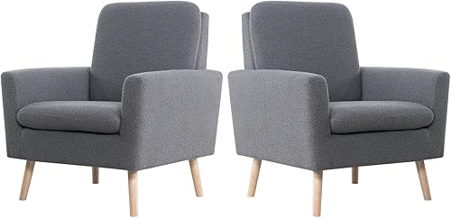 Miniatura 76 de Naomi Home Frida Silla moderna de mediados de siglo, sillas decorativas con marco de madera duradera para sala de estar, silla de lectura con