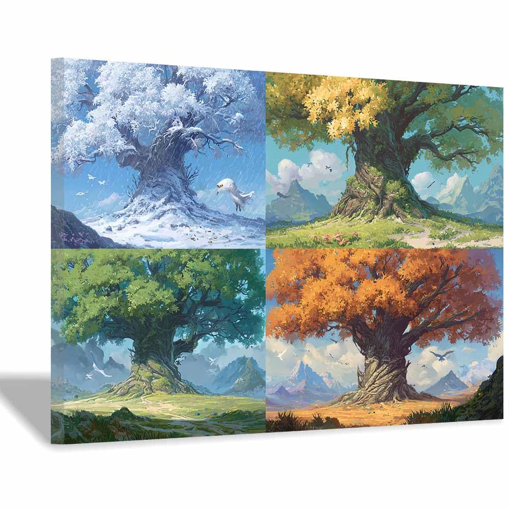 HOQIU Print Canvas Poster Decor Pastel Butterflys Tree canvas prints, nature wall art, for Bathroom Home Office Decor(Multicolor)-40x60cm Framed