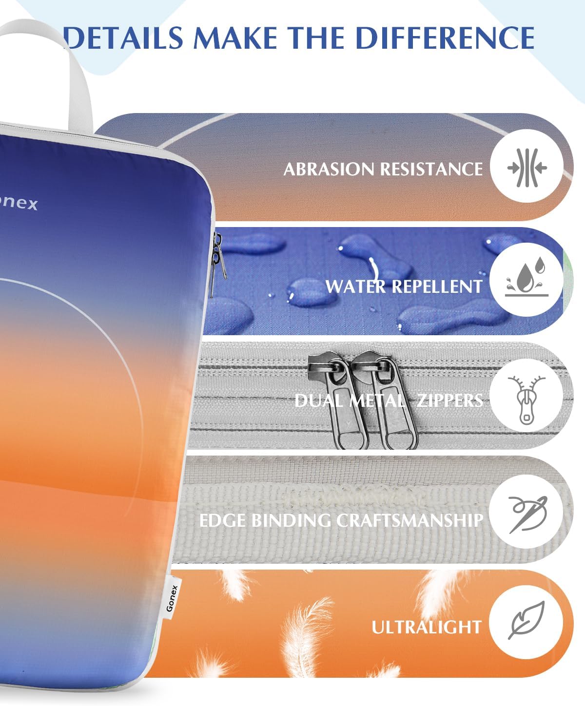 Gonex Compression Packing Cubes, 4pcs Expandable Storage Travel Luggage Bags Organizers, Travel Cubes for Suitcase Carry On (Gradient) - Image 2