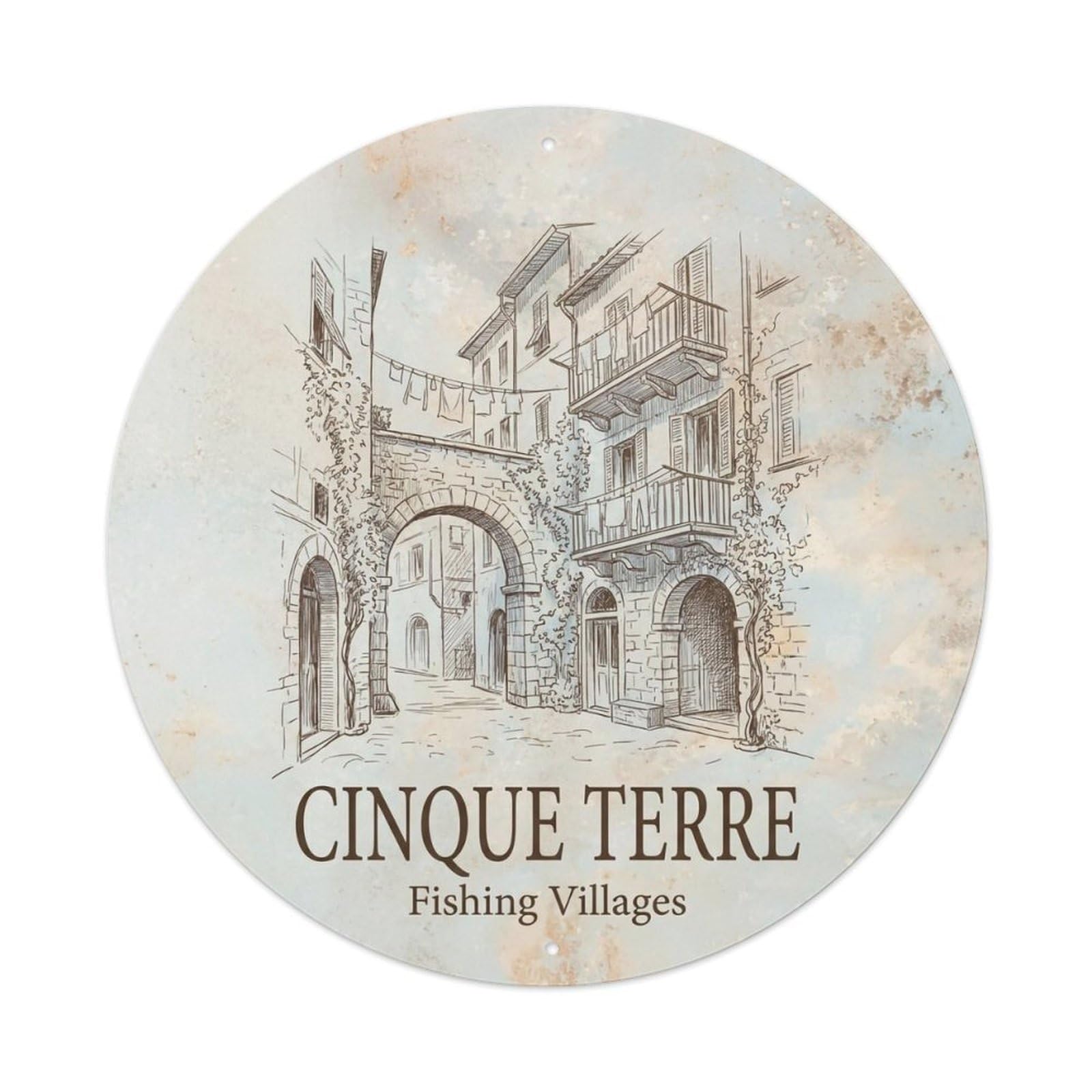 Vintage Travel Cinque Terre Italy Relic Metal Tin Sign