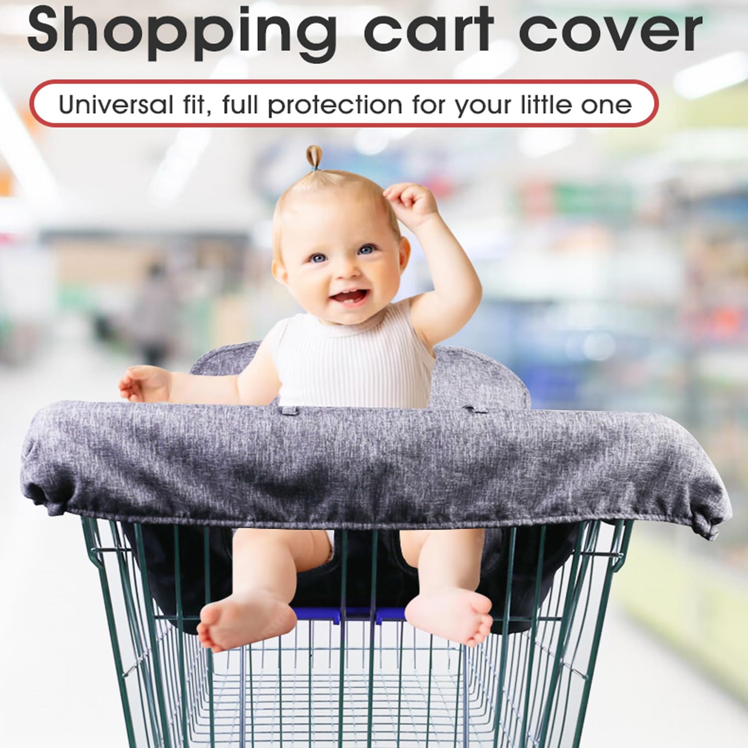 Shopping Cart Cover for Baby Cotton High Chair Cover, Infant Grocery Cart Cushion Liner with Storage Pouch, Foldable - Image 2