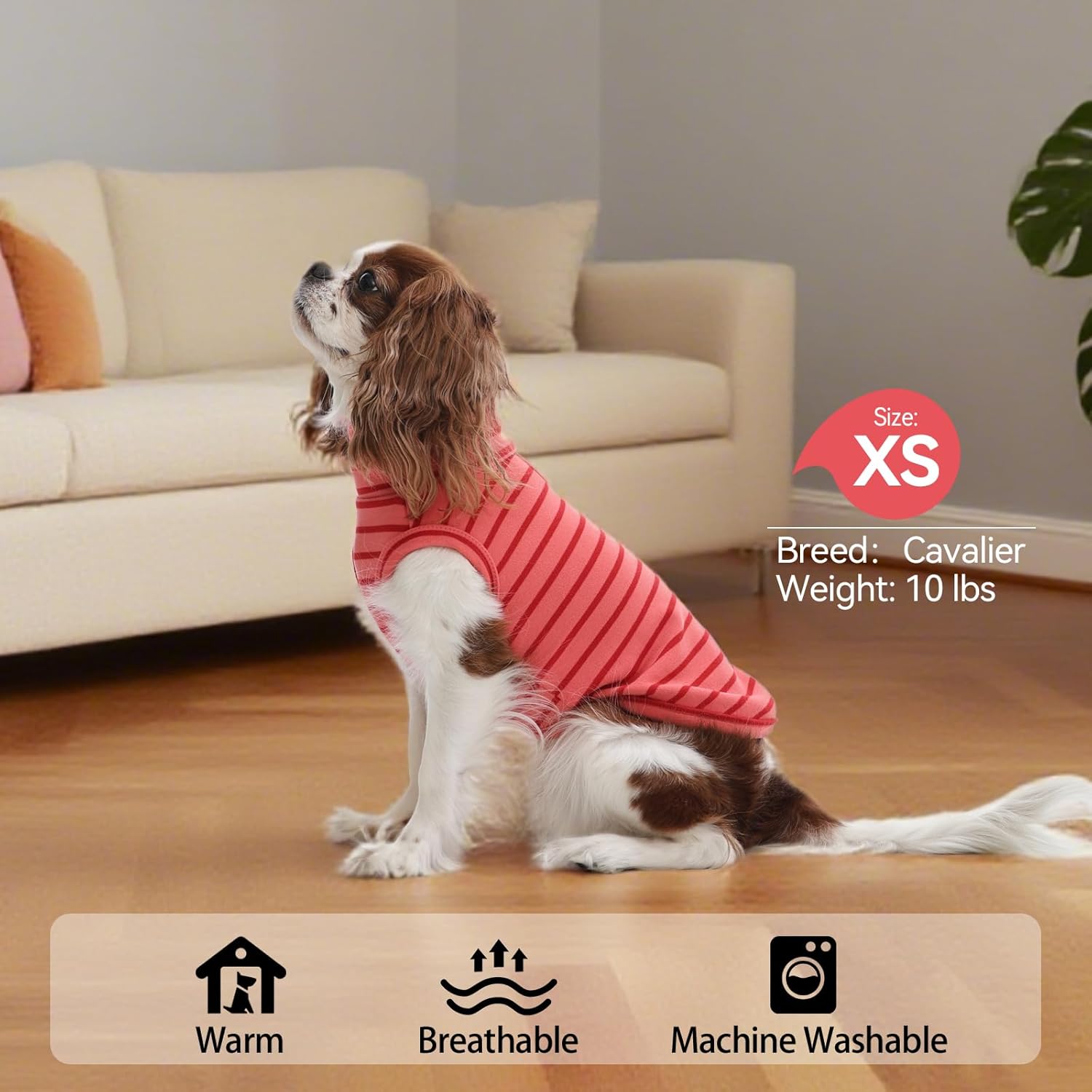 2 Pack Dog Sweater, Turtleneck Sleeveless Fleece Vest for Large Dogs, Stripe Shirt with Leash Hole, Stretchy Dogs Clothes, Lightweight Soft Pet Sweatshirt, Pink, XL