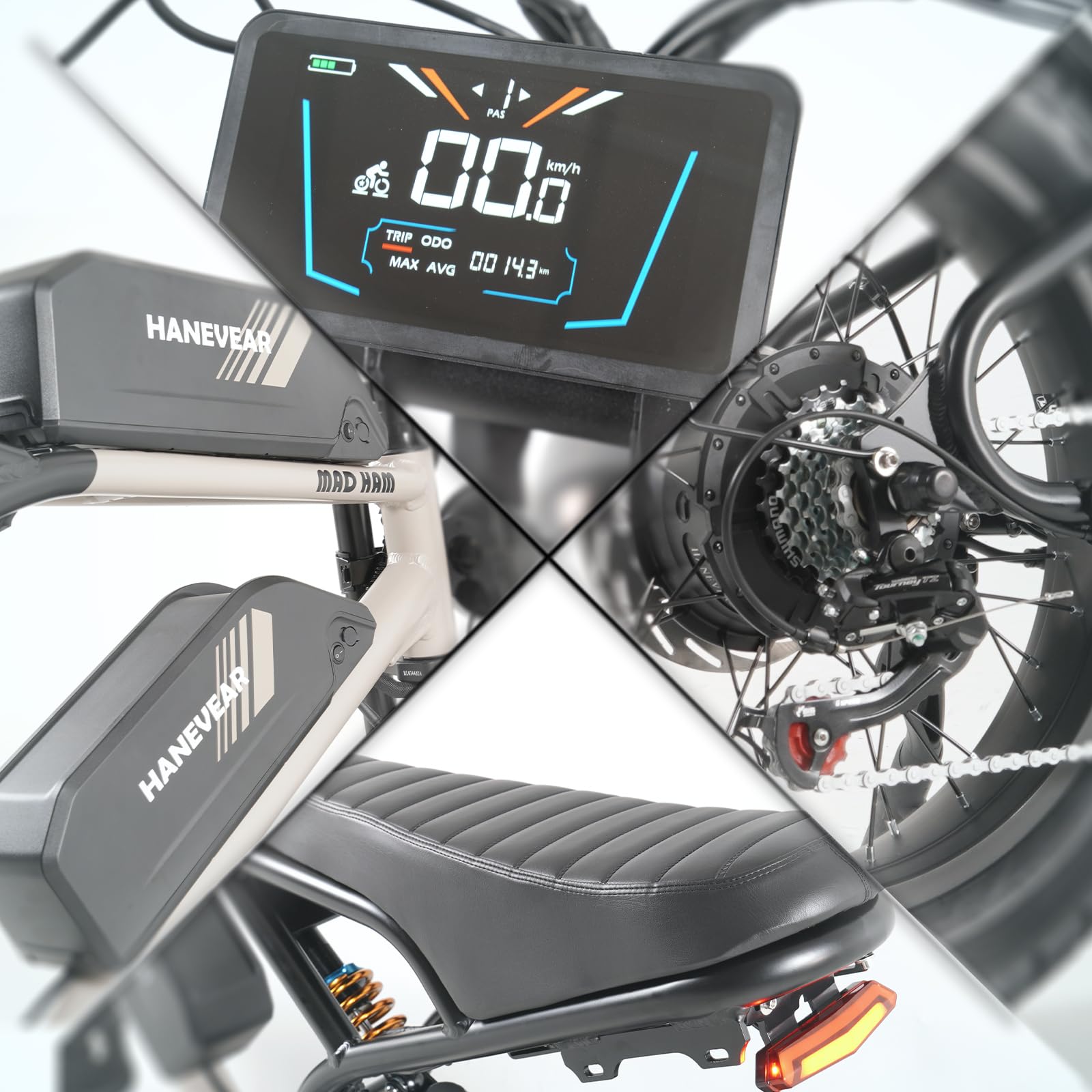 Bici Elettrica Uomo, Bicicletta Elettrica da Doppio Motore 160NM | 2*18Ah 48V Batteria al Litio, Fat Bike Elettrica Off-roade Cambio 7 Velocità e Sospensione Completa, 20 Pollici Ebike per Adulti