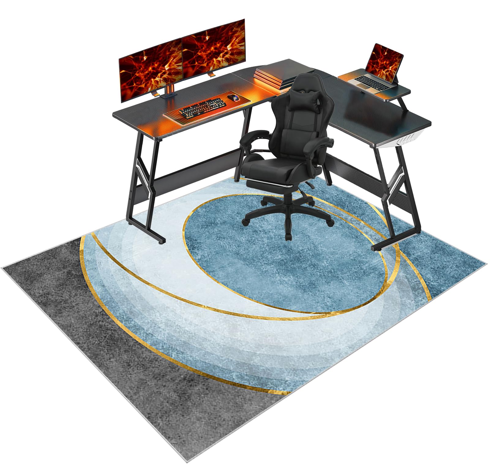 Heavy Duty Office Chair Mats for Carpeted Floor, Computer Floor Mat for Hardwood Floors, Large Anti-Slip Desk Chair Mat, Home Multi-Purpose Low-Pile Carpet, Rolling Chairs Glides Easily 120 x 160 cm